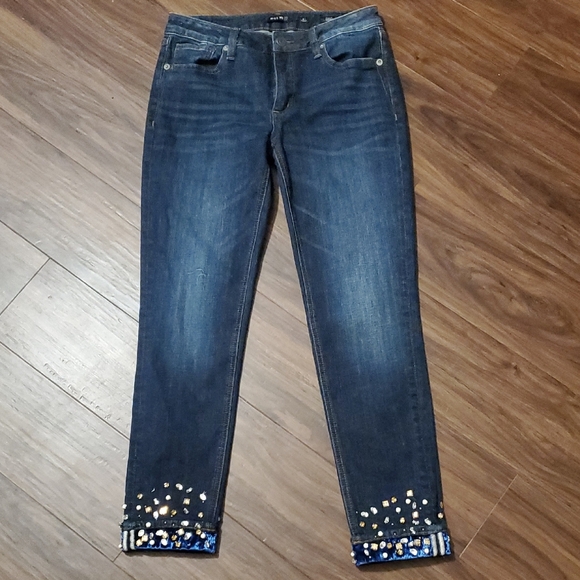 Miss Me Denim - Miss Me Dark Blue Embellished Ankle Jeans